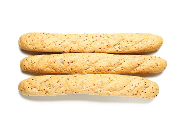 Delicious baguettes isolated on white background