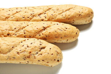 Delicious baguettes isolated on white background