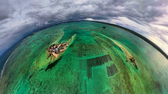 Global warming sea level rise tiny planet flat Pacific seaweed islands