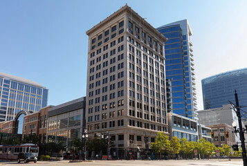 Salt Lake City Utah City downtown Skyline and office building 