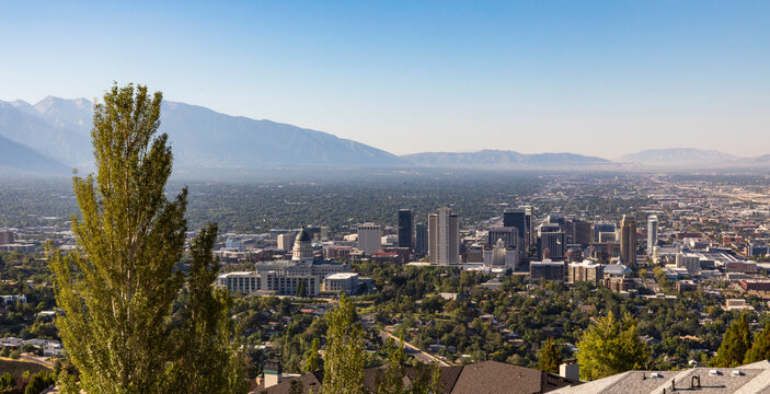 Salt Lake City Utah City Skyline and mountain view 