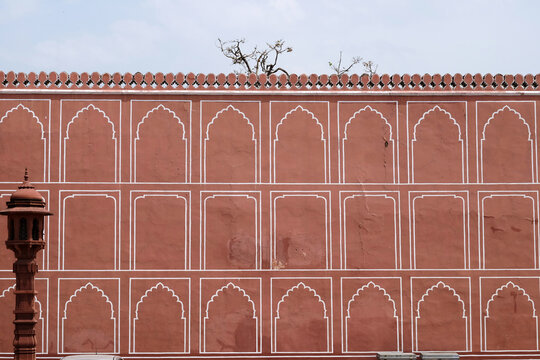 Terracotta walls of Jaipur City Palace