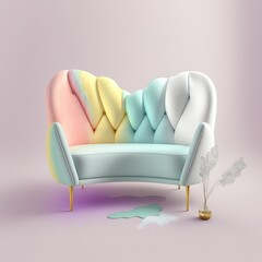 Pastel Couch on a Blush Background
