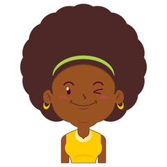 afro woman smile face cartoon cute