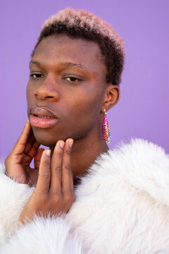 Transgender woman with white coat