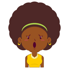 afro woman surprised face cartoon cute