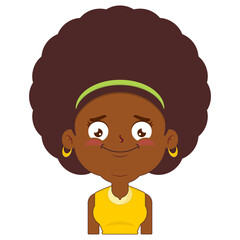 afro woman surprised face cartoon cute