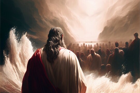 Jesus Christ at the moment when the red sea was parted, Ai
