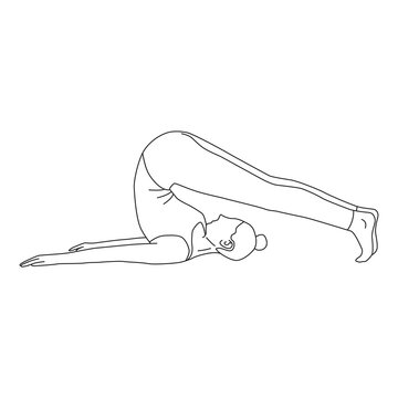 recommend clip art: Line art of woman doing Yoga in Plow pose vector.