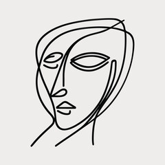 Hand painting abstract of woman face in clean and minimalism art isolated