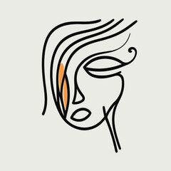 Hand painting abstract of woman face in clean and minimalism art isolated