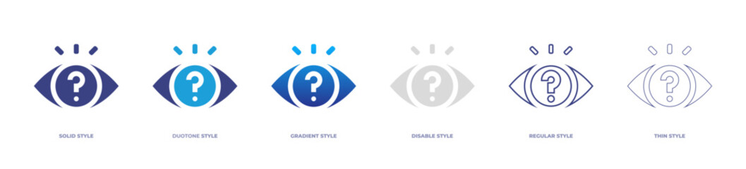 Question eye icon set full style. Solid, disable, gradient, duotone, regular, thin. Vector illustration and transparent icon.
