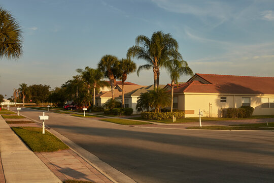 Homes In A Row ,American Suburb Landscape View