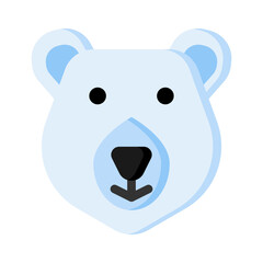 Polar bear icon in flat style vector, bear icon, animal icon, winter animal