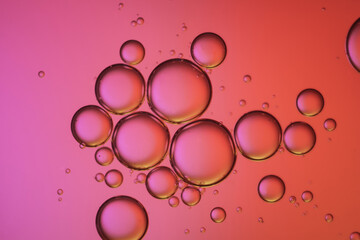 Top view movement of oil bubbles in the liquid