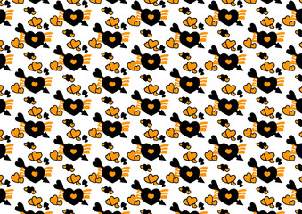 The love arrow black and orange heart 