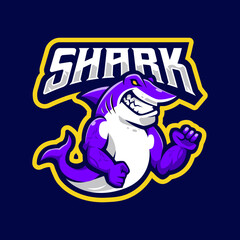 Shark eSport Gaming Mascot Logo. Muscular Fish Illustration Design for Team