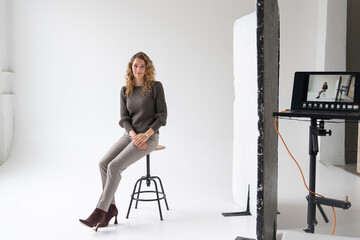 Woman At Photoshoot In Studio