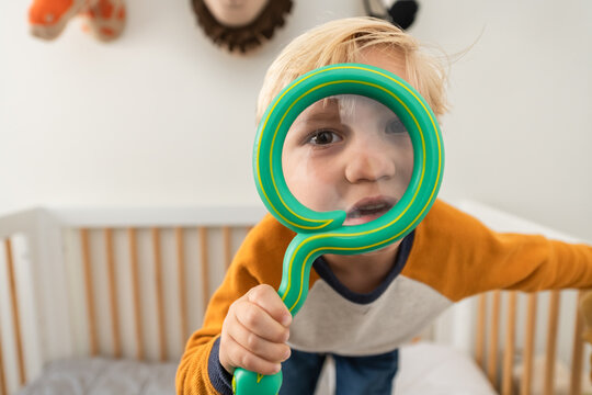 Up close of boy's magnified face
