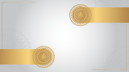 Luxurious white arabesque background with gold mandala style art vector