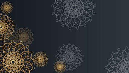 Luxurious black arabesque background with gold mandala style art vector