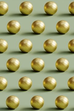 3d Gold Volley Balls seamless pattern design