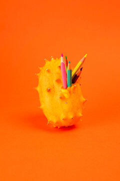 Odd fruit on a colorful background with soft light