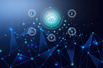 Digital transformation technology concept. change management, internet of things. data download, enhancing global business capabilities. Ai, automate operation  by pressing the screen button.