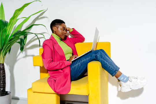 Female freelancer working in modern office