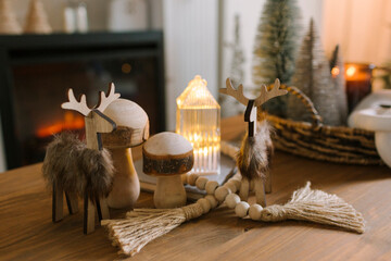 Christmas decor over a wood table