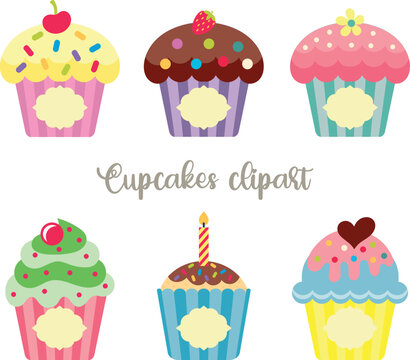 Vector cupcakes. Isolated on white background. Vector graphics.