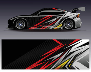 Car wrap design vector. Graphic abstract stripe racing background kit designs for wrap vehicle  race car  rally  adventure and livery