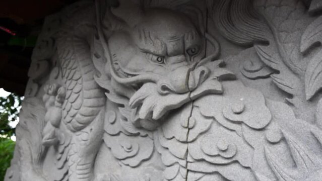 Dragon relief at a hidden Buddhist stupa