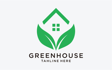 logo design leaf with home concept template simple