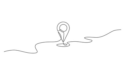 Continuous line drawing of paths and Location markers. Pin between a single point in a single line style. GPS navigation and travel concept in doodle style. location map vector illustration.