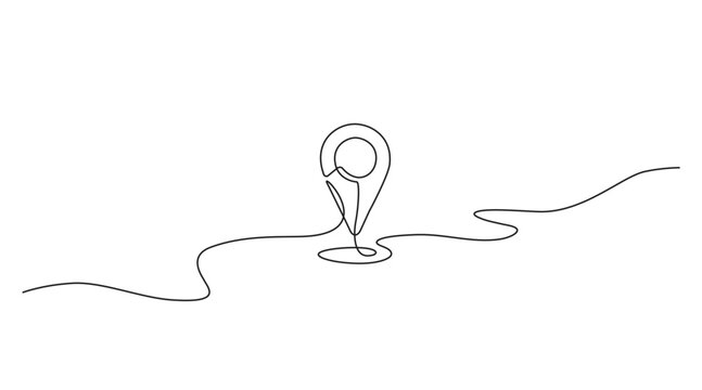 Continuous line drawing of paths and Location markers. Pin between a single point in a single line style. GPS navigation and travel concept in doodle style. location map vector illustration.