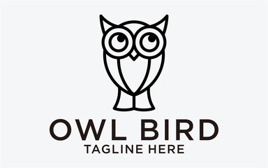 owl bird logo line cute student template