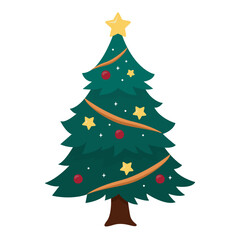 Christmas Tree Illustration with Transparent Background