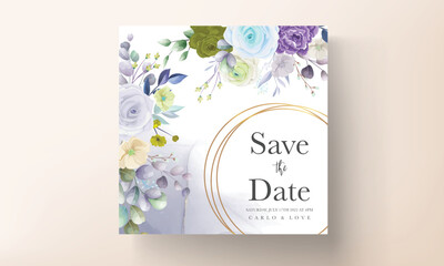 beautiful hand drawn roses floral wedding invitation card set