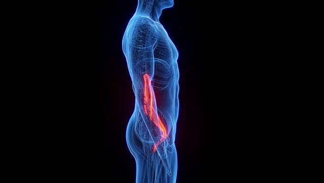 3D rendered medical animation of a man's psoas major