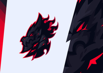 Vector graphic mascot logo template of black dragon perfect for esport and gaming logo © 364962