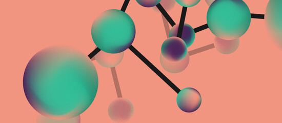 Line points connections geometric landing page background. Fluid circles and spheres with liquid gradients. Vector Illustration For Wallpaper, Banner, Background, Card, Book Illustration, landing page