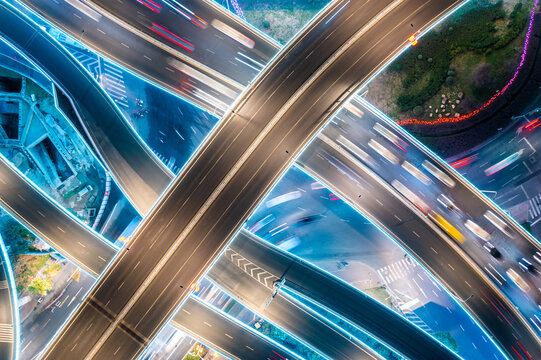 Top View Of City Street Crossing