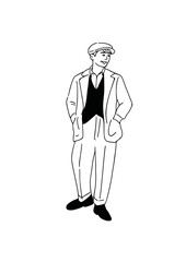 man walking casual style street wear man hand drawn art illustration