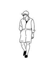 man walking casual style street wear man hand drawn art illustration