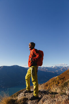 Smiling hiker in the mountains