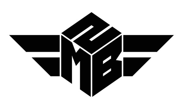 ZMB three letter gaming logo in polygon cube shape logo design vector template. wordmark logo | emblem logo | monogram logo | initial letter logo | sports logo | minimalist logo | typography logo |