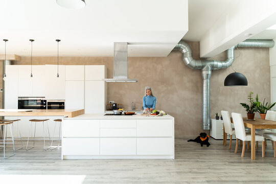 Interior design kitchen cooking woman