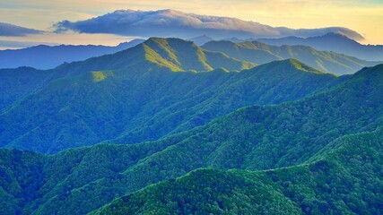 View of the surrounding mountains from the Hadong gliding field in South Korea