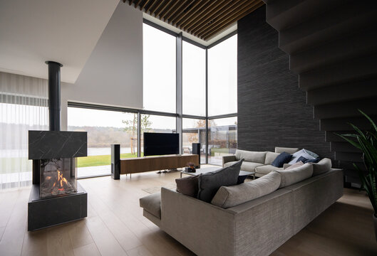 Spacious Modern Design Living Room In Luxury House